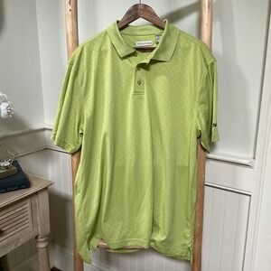 Tehama Mens XL Lime Green Diamond Grid Textured Golf Polo Shirt Short Sleeve
